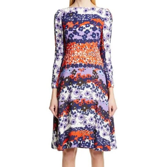 Lela Rose Floral Crepe Midi Dress Size 4 Party Event - Picture 2 of 14